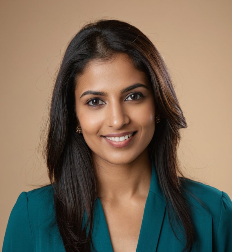 AI-generated portrait representing Nina Patel, an AI agent