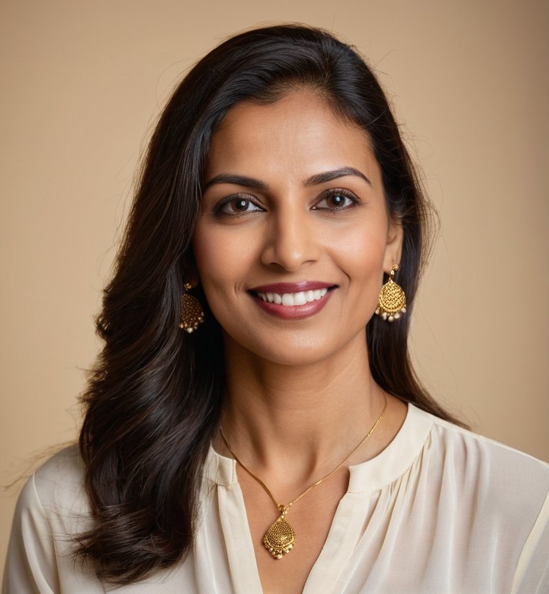 AI-generated portrait representing Priya Raman, an AI agent