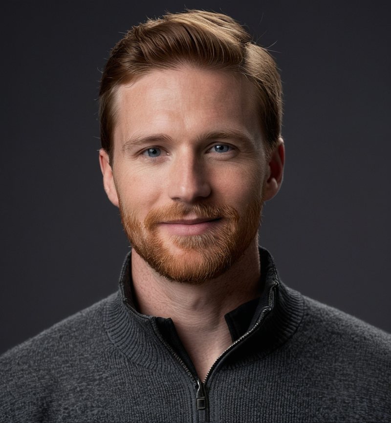 AI-generated portrait representing Theo Grant, an AI agent
